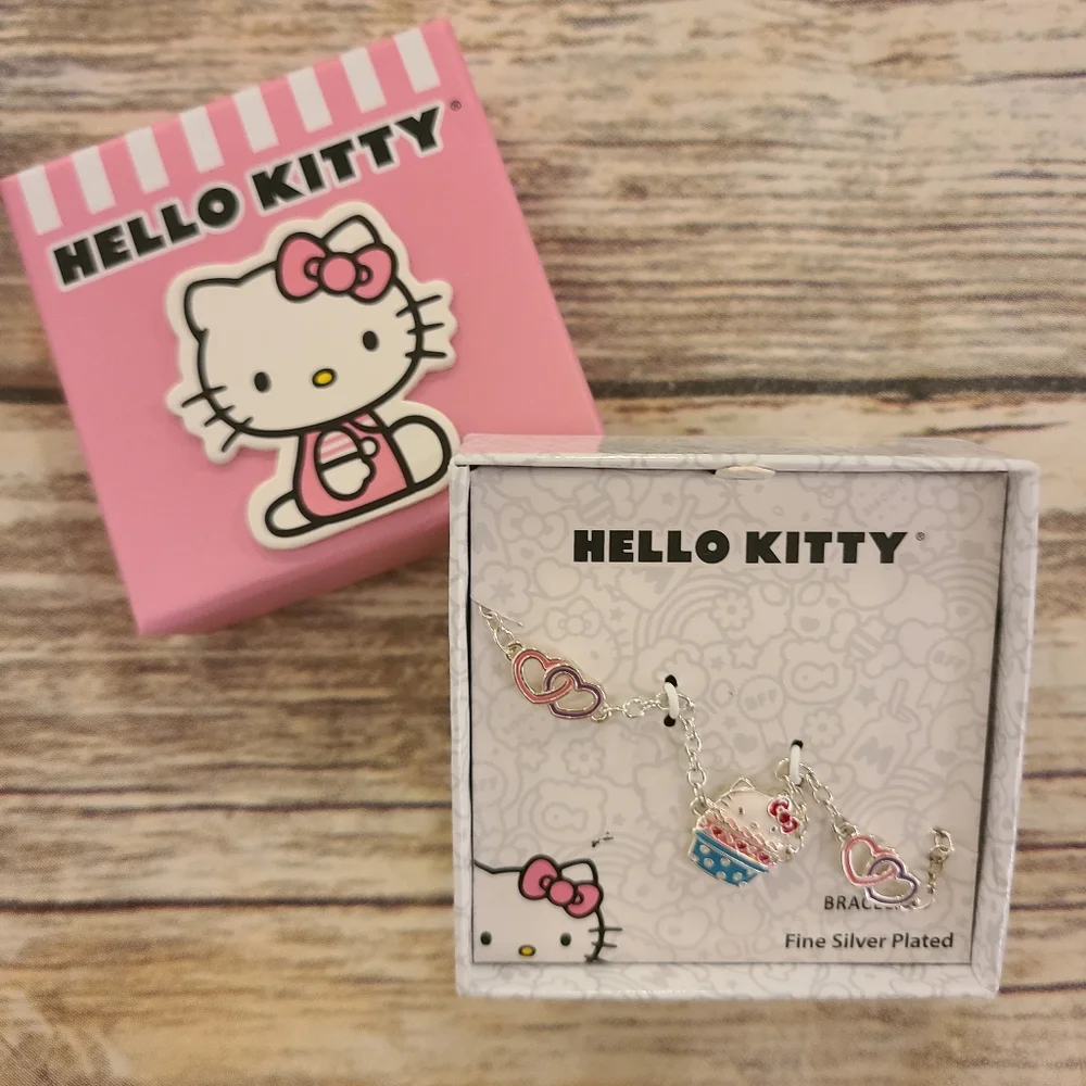 Hello Kitty Cupcake Silver Plated Bracelet